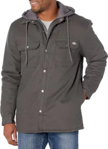Dickies Men's Fleece Hooded Duck Shirt Jacket with DWR